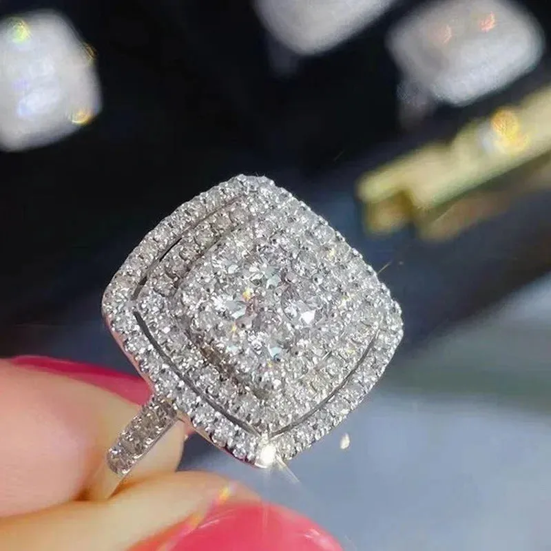 Luxury Inlaid AAA Zircon Ring Wedding Accessories Women's Jewelry