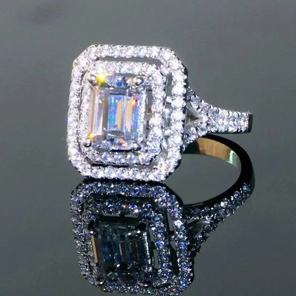 Luxury Inlaid AAA Zircon Ring Wedding Accessories Women's Jewelry