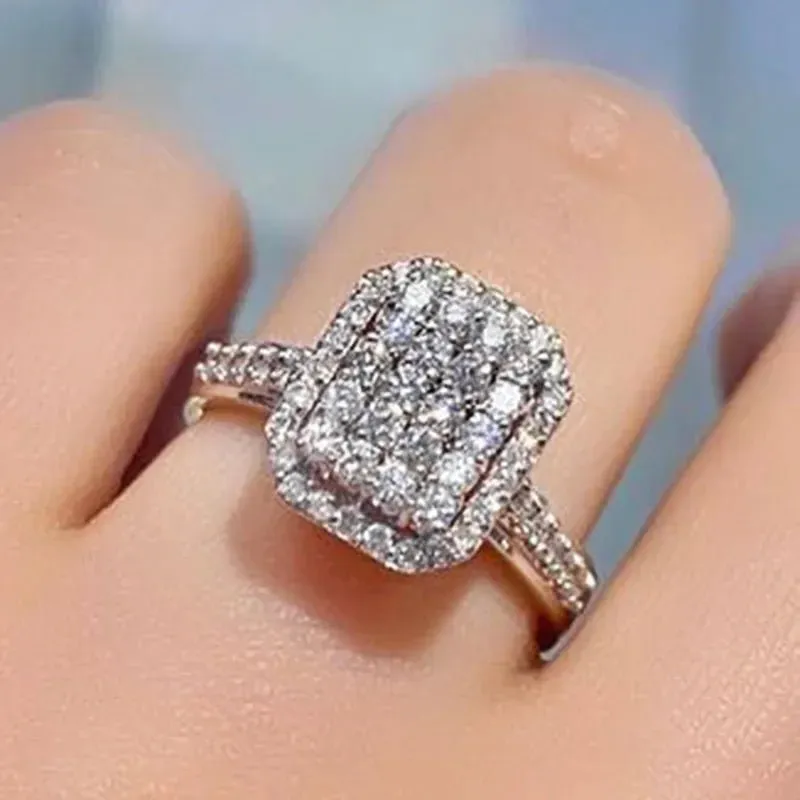Luxury Inlaid AAA Zircon Ring Wedding Accessories Women's Jewelry