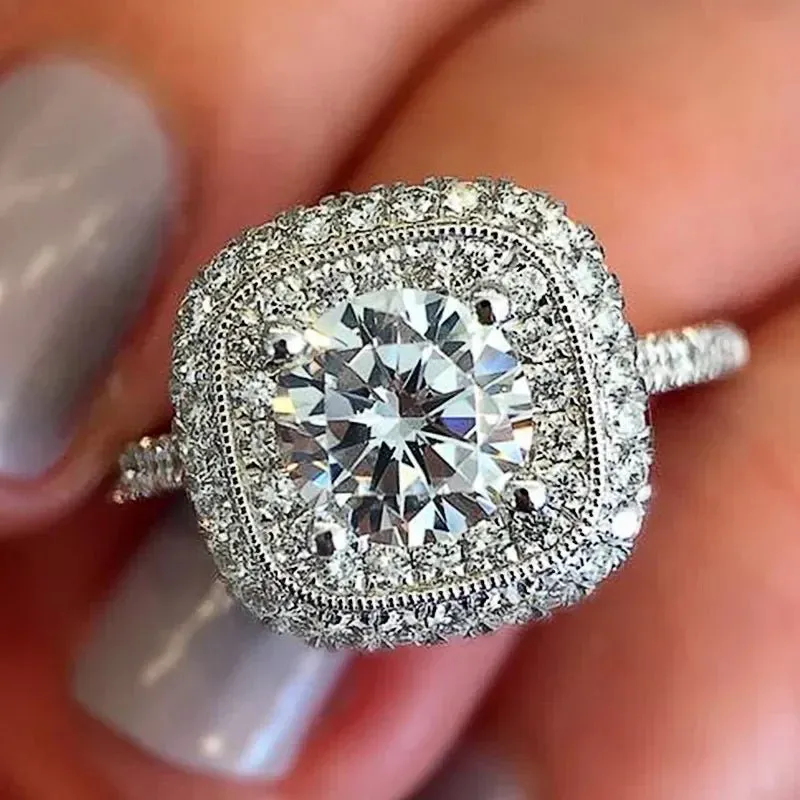 Luxury Inlaid AAA Zircon Ring Wedding Accessories Women's Jewelry