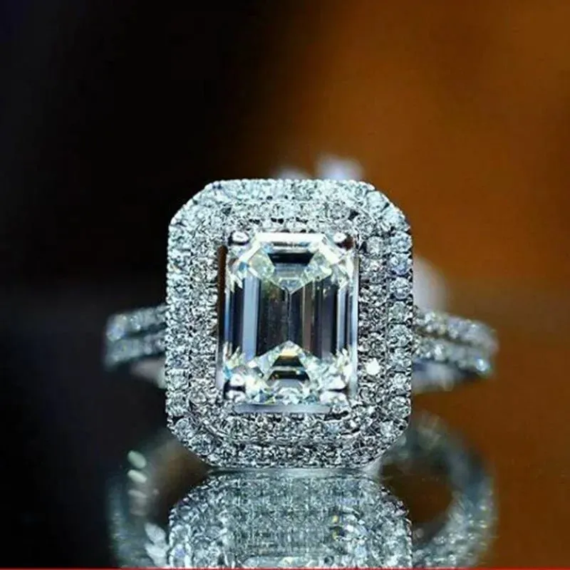 Luxury Inlaid AAA Zircon Ring Wedding Accessories Women's Jewelry