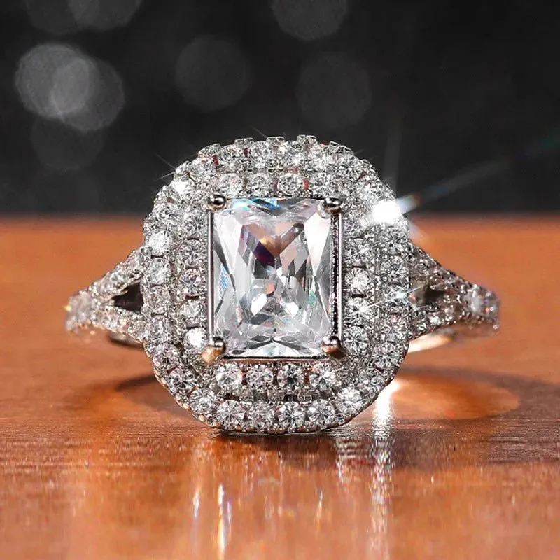 Luxury Inlaid AAA Zircon Ring Wedding Accessories Women's Jewelry