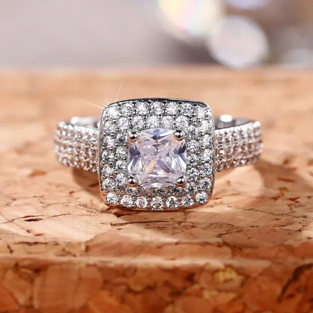 Luxury Inlaid AAA Zircon Ring Wedding Accessories Women's Jewelry