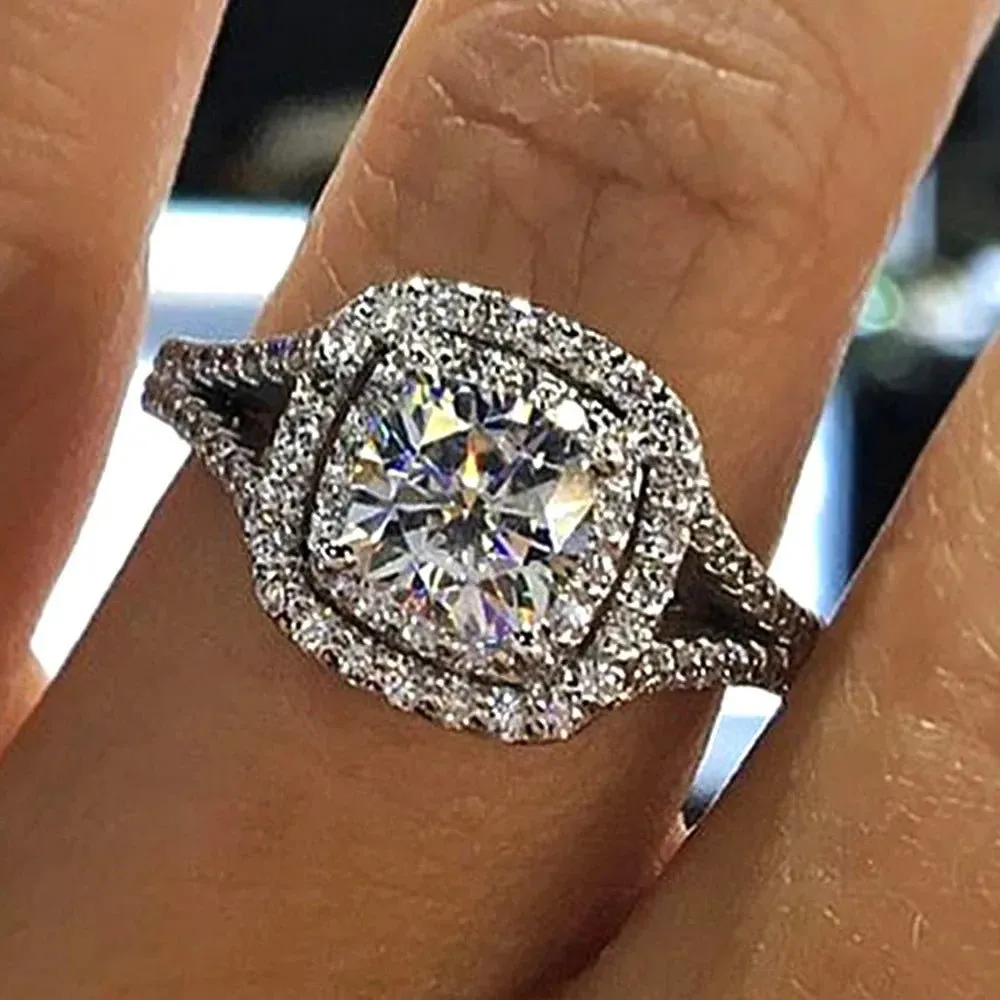 Luxury Inlaid AAA Zircon Ring Wedding Accessories Women's Jewelry