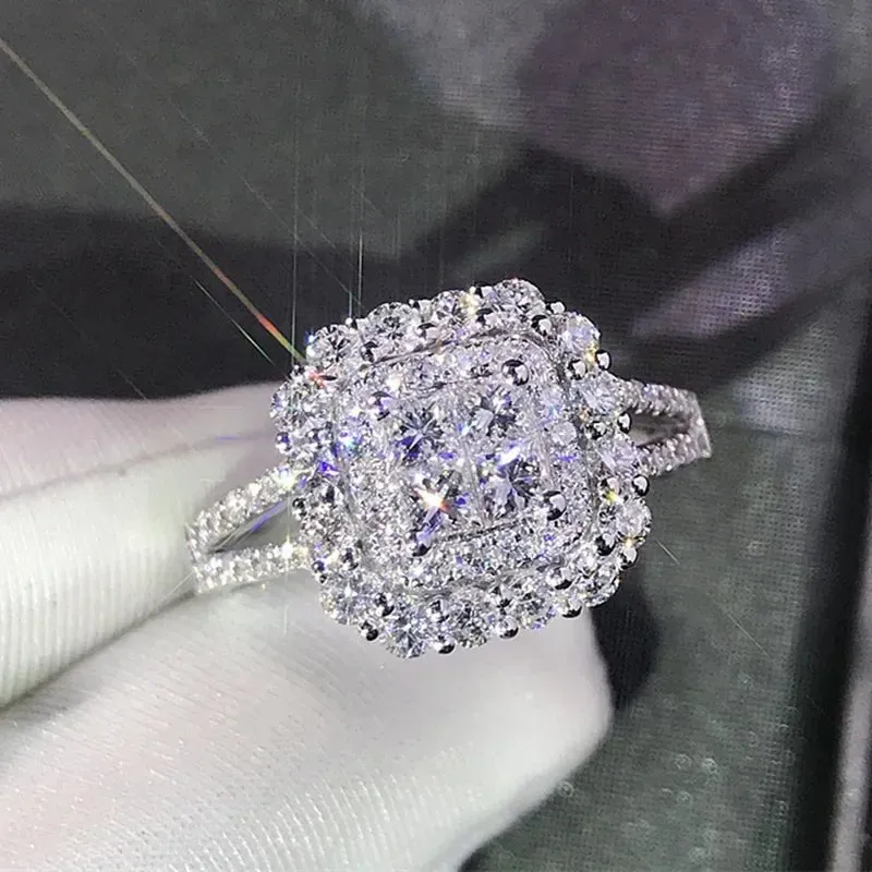 Luxury Inlaid AAA Zircon Ring Wedding Accessories Women's Jewelry