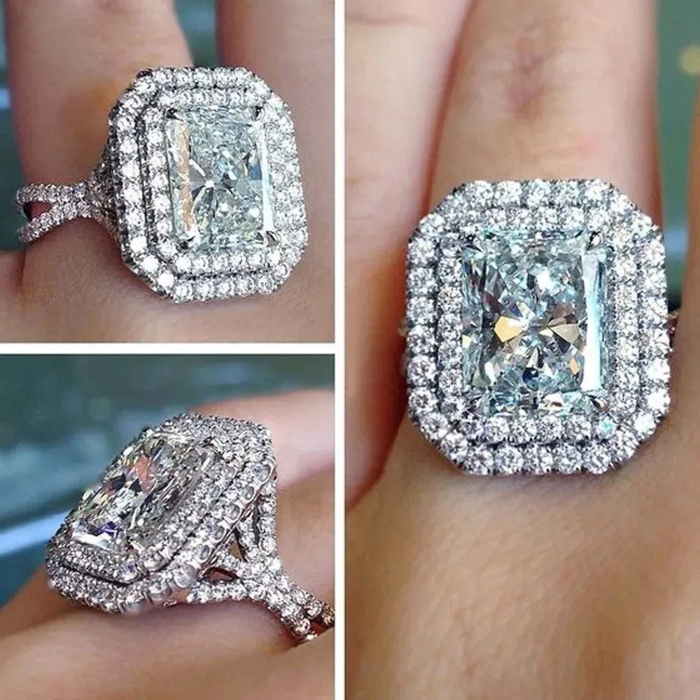 Luxury Inlaid AAA Zircon Ring Wedding Accessories Women's Jewelry