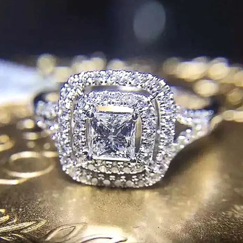 Luxury Inlaid AAA Zircon Ring Wedding Accessories Women's Jewelry