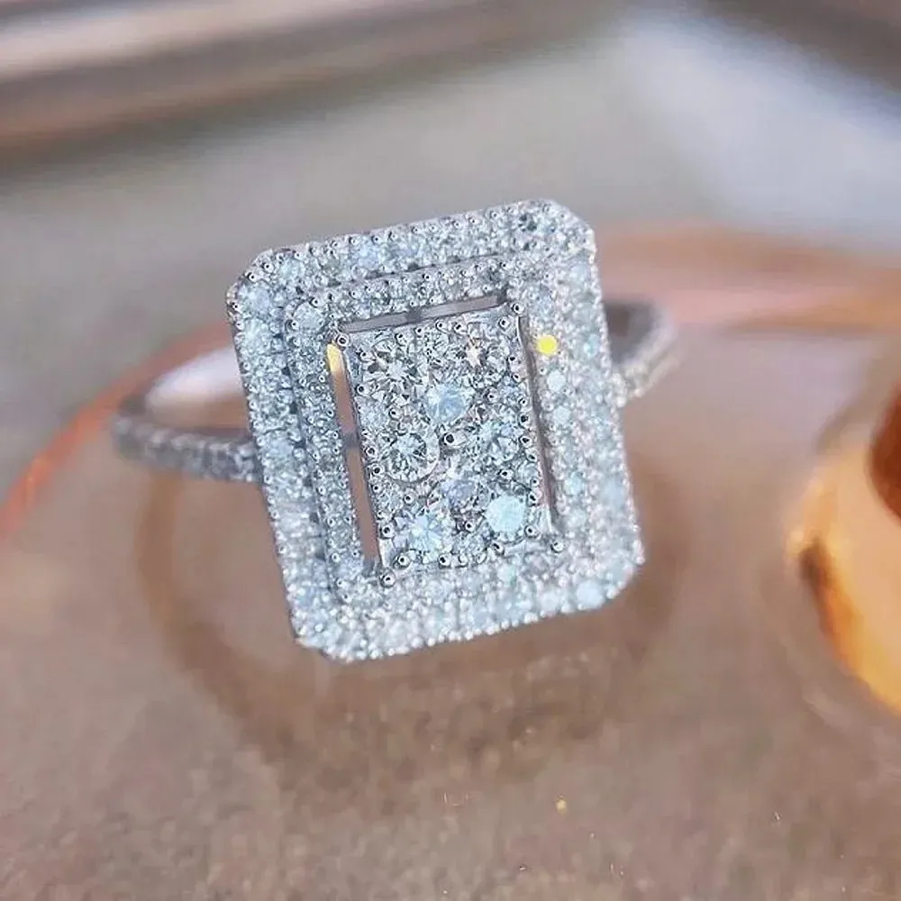 Luxury Inlaid AAA Zircon Ring Wedding Accessories Women's Jewelry