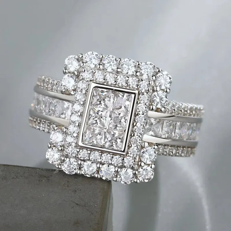 Luxury Inlaid AAA Zircon Ring Wedding Accessories Women's Jewelry
