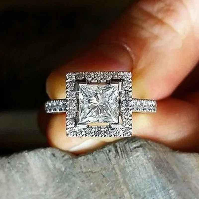 Luxury Inlaid AAA Zircon Ring Wedding Accessories Women's Jewelry