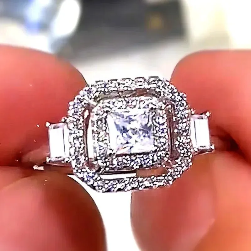 Luxury Inlaid AAA Zircon Ring Wedding Accessories Women's Jewelry
