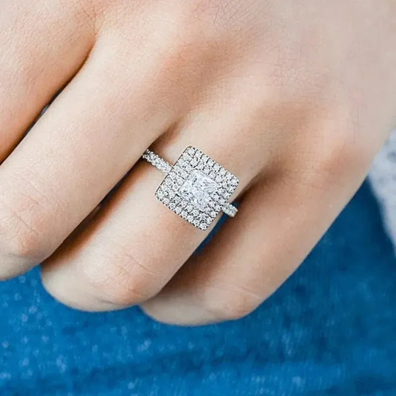 Luxury Inlaid AAA Zircon Ring Wedding Accessories Women's Jewelry