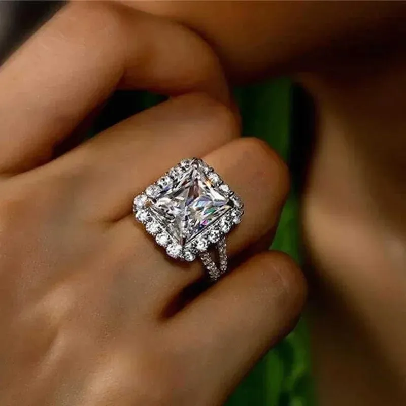 Luxury Inlaid AAA Zircon Ring Wedding Accessories Women's Jewelry