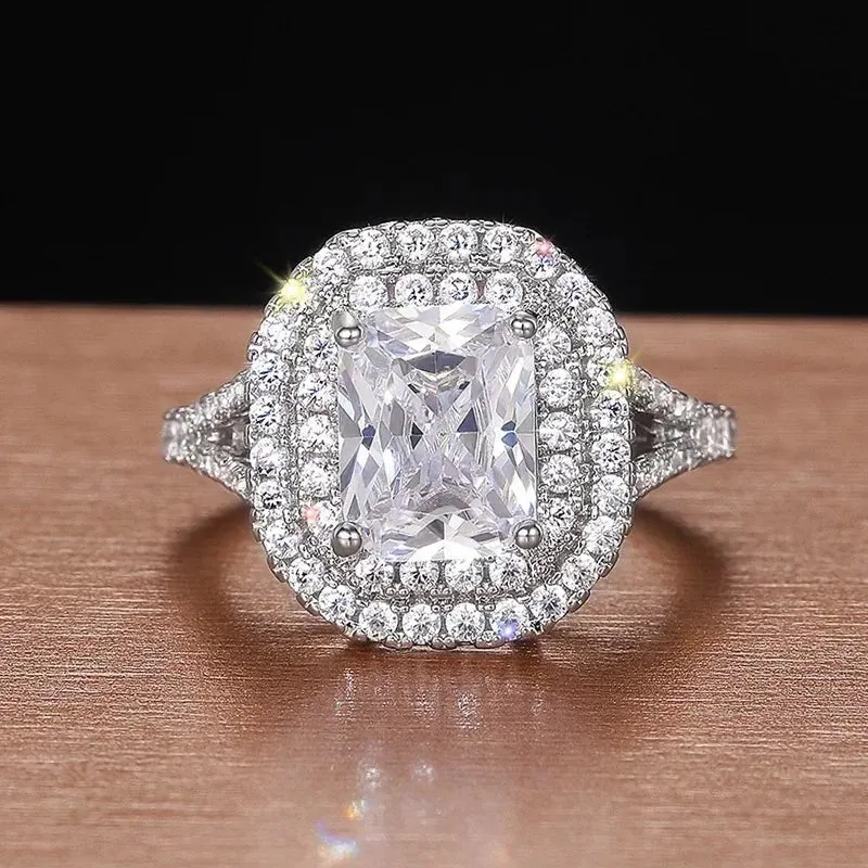 Luxury Inlaid AAA Zircon Ring Wedding Accessories Women's Jewelry
