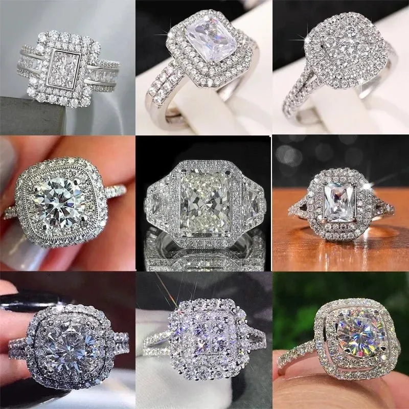 Luxury Inlaid AAA Zircon Ring Wedding Accessories Women's Jewelry