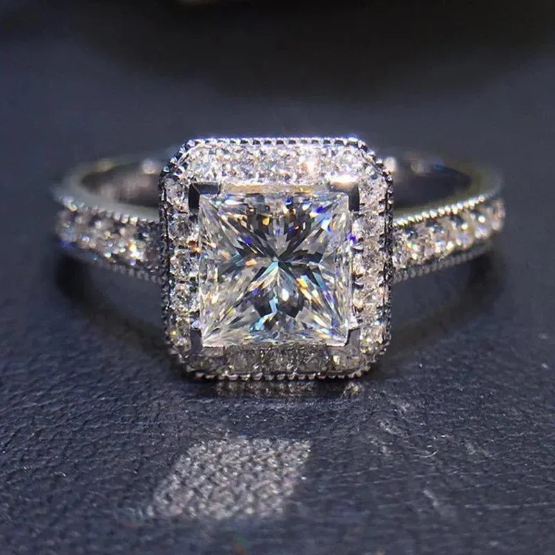 Luxury Inlaid AAA Zircon Ring Wedding Accessories Women's Jewelry