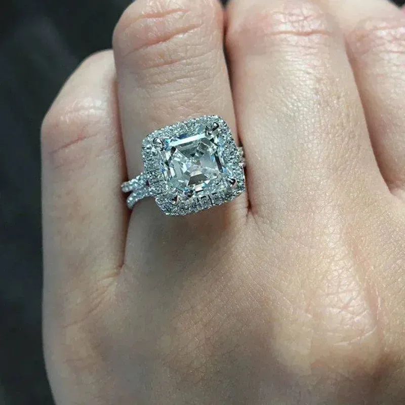 Luxury Inlaid AAA Zircon Ring Wedding Accessories Women's Jewelry