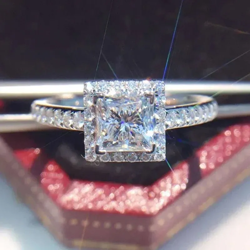 Luxury Inlaid AAA Zircon Ring Wedding Accessories Women's Jewelry