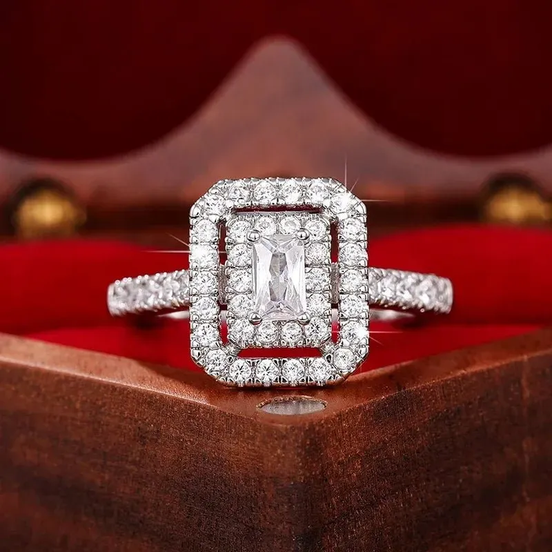 Luxury Inlaid AAA Zircon Ring Wedding Accessories Women's Jewelry