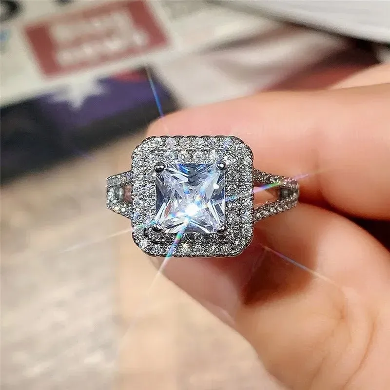 Luxury Inlaid AAA Zircon Ring Wedding Accessories Women's Jewelry