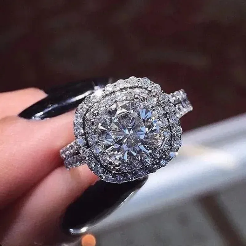 Luxury Inlaid AAA Zircon Ring Wedding Accessories Women's Jewelry