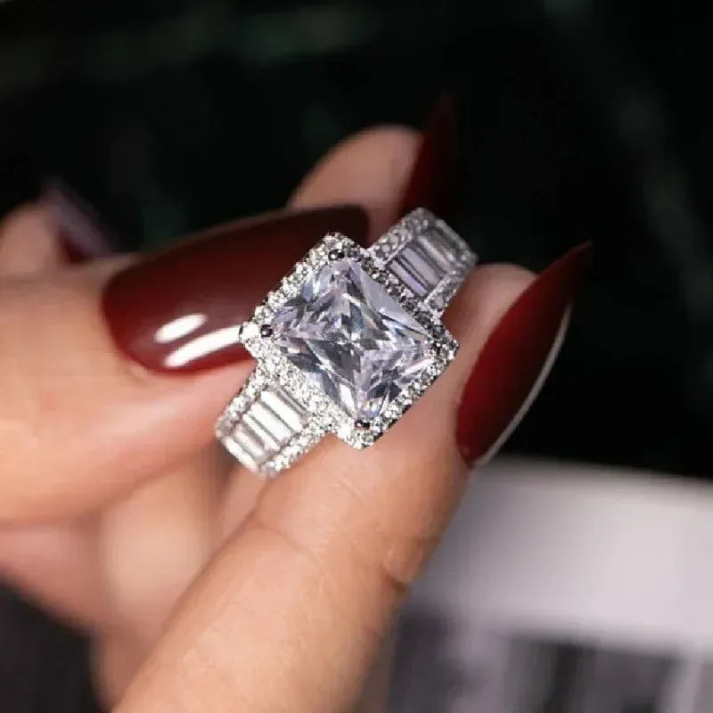 Luxury Inlaid AAA Zircon Ring Wedding Accessories Women's Jewelry