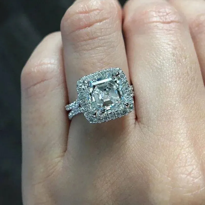 Luxury Inlaid AAA Zircon Ring Wedding Accessories Women's Jewelry