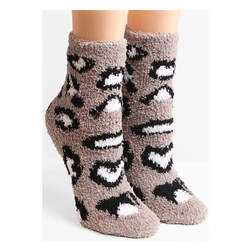 Luxury Soft Leopard Pattern Mini Crew Winter Socks