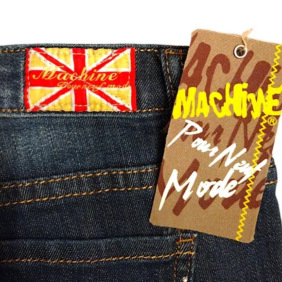 MACHINE Distressed Medium Wash Jean with Embroidery &amp; Rhinestone, Size 31x31