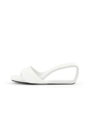 Mademoiselle Belle Leather Wedge Slide - White