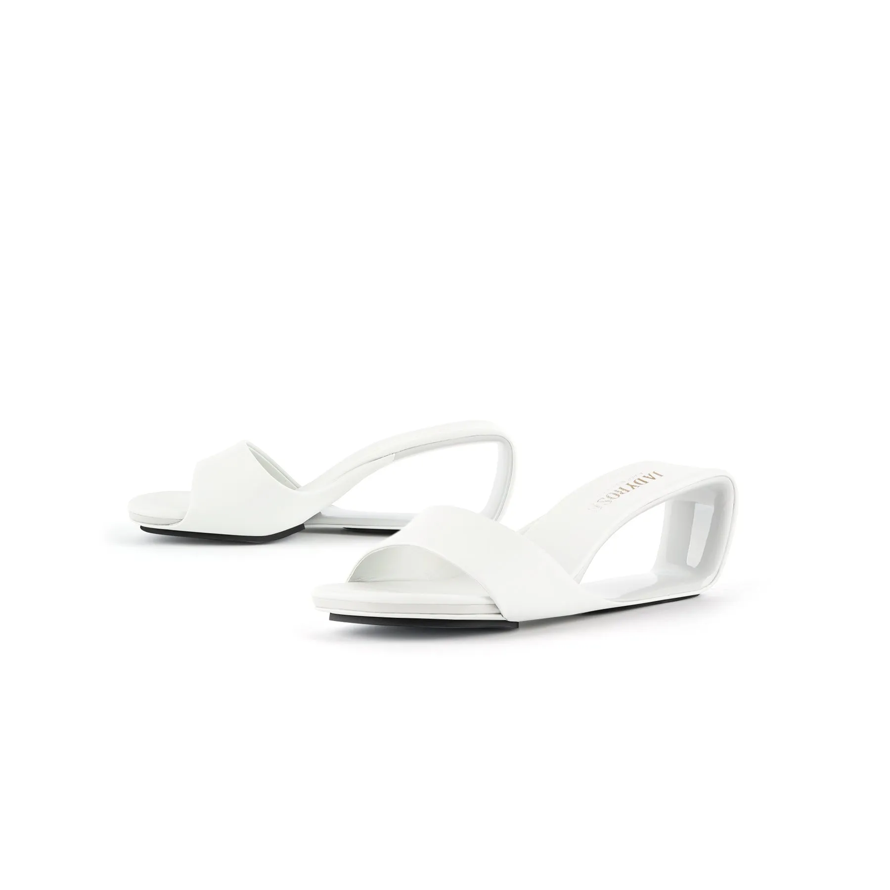 Mademoiselle Belle Leather Wedge Slide - White