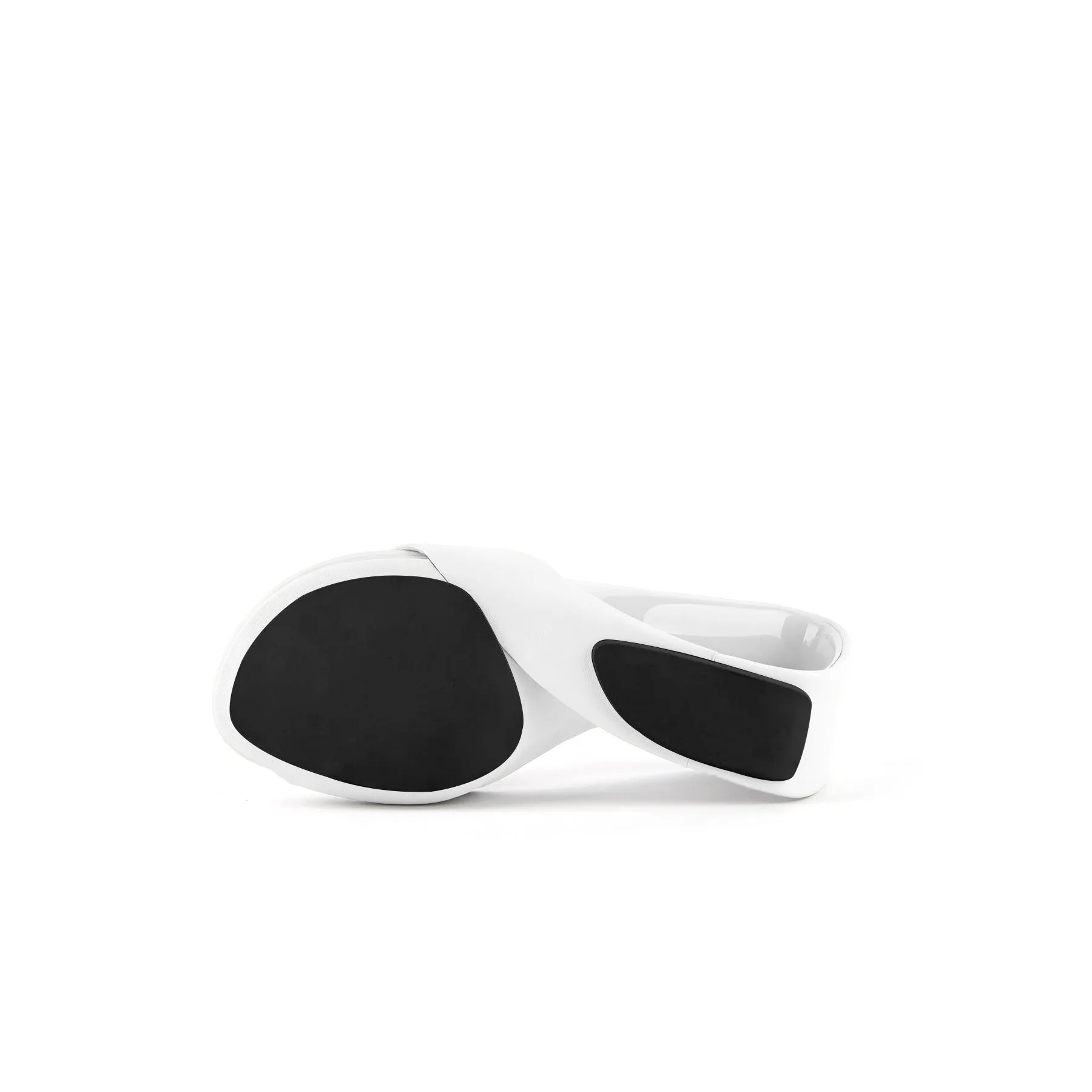 Mademoiselle Belle Leather Wedge Slide - White