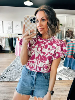 Magenta Floral Dress Top