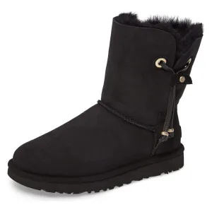 Maia Black Suede Shearling Drawstring Short Boots