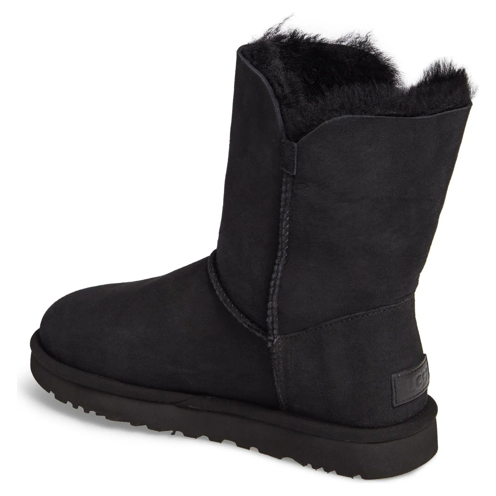 Maia Black Suede Shearling Drawstring Short Boots