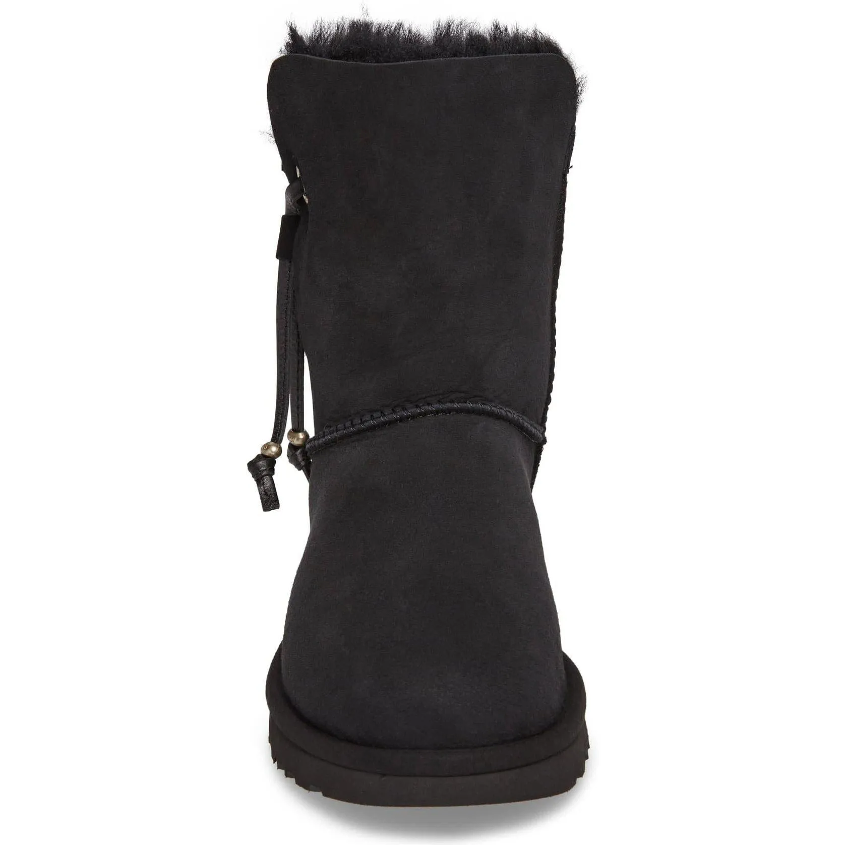 Maia Black Suede Shearling Drawstring Short Boots