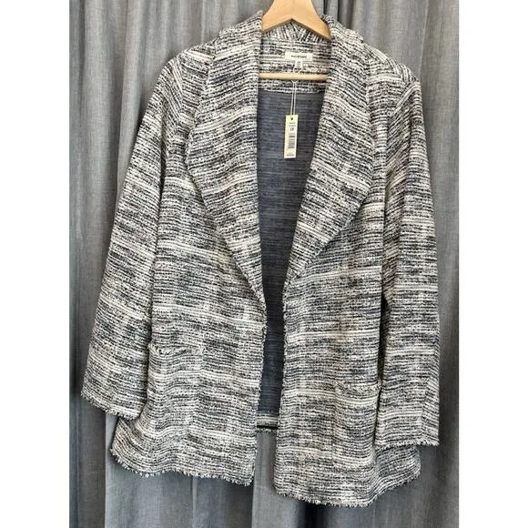 Max Studio Women's Soft Tweed Long Sleeve Open Front Size 2X Jacket