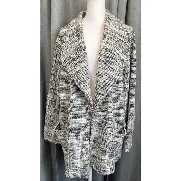 Max Studio Women's Soft Tweed Long Sleeve Open Front Size 2X Jacket