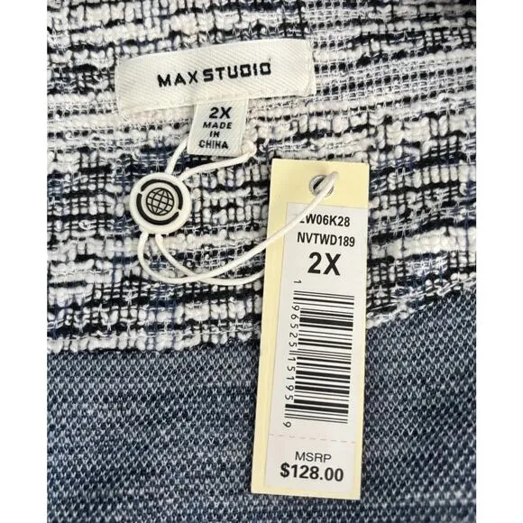 Max Studio Women's Soft Tweed Long Sleeve Open Front Size 2X Jacket