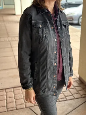 Maxi Jacket With Snap Closure - Muted Black