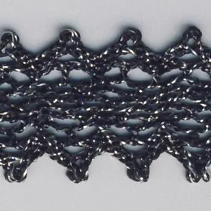 Metallic Torchon Lace #9 Black & Silver