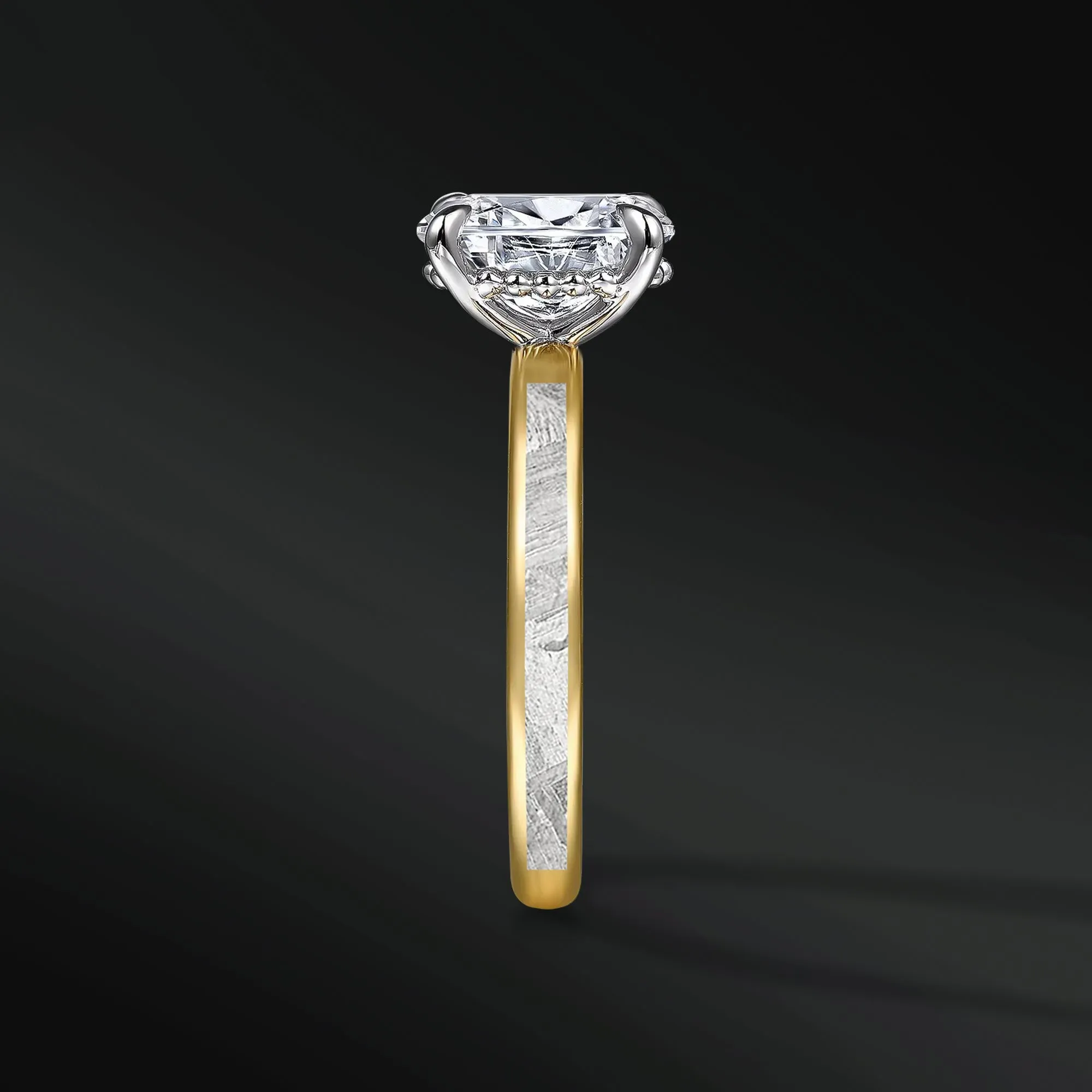 Meteorite Heartbeat - Ring for Women | Muonionalusta Meteorite Engagement Ring | 2 ct Certified Moissanite