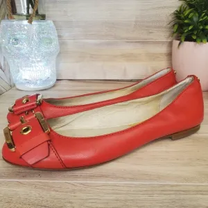 MICHAEL KORS leather ballet flats MK Women's Size 7 Buckle Gold Tones *