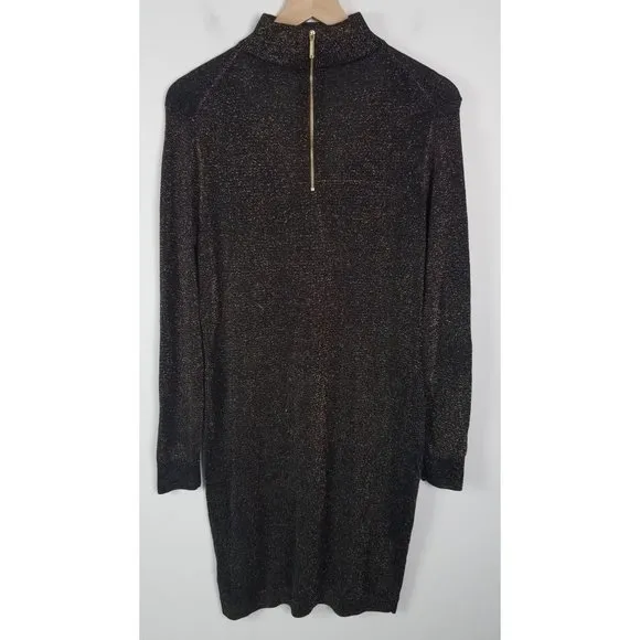 Michael Michael Kors Women's Sz. L Metallic Stretch Long Sleeve Cut Out Dress