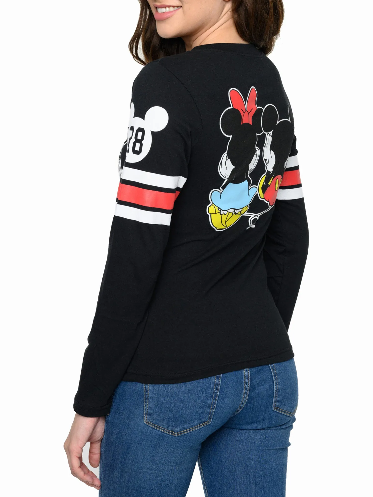 Mickey & Minnie Mouse T-Shirt Long Sleeve Slim Fit Juniors Disney (Size Medium)