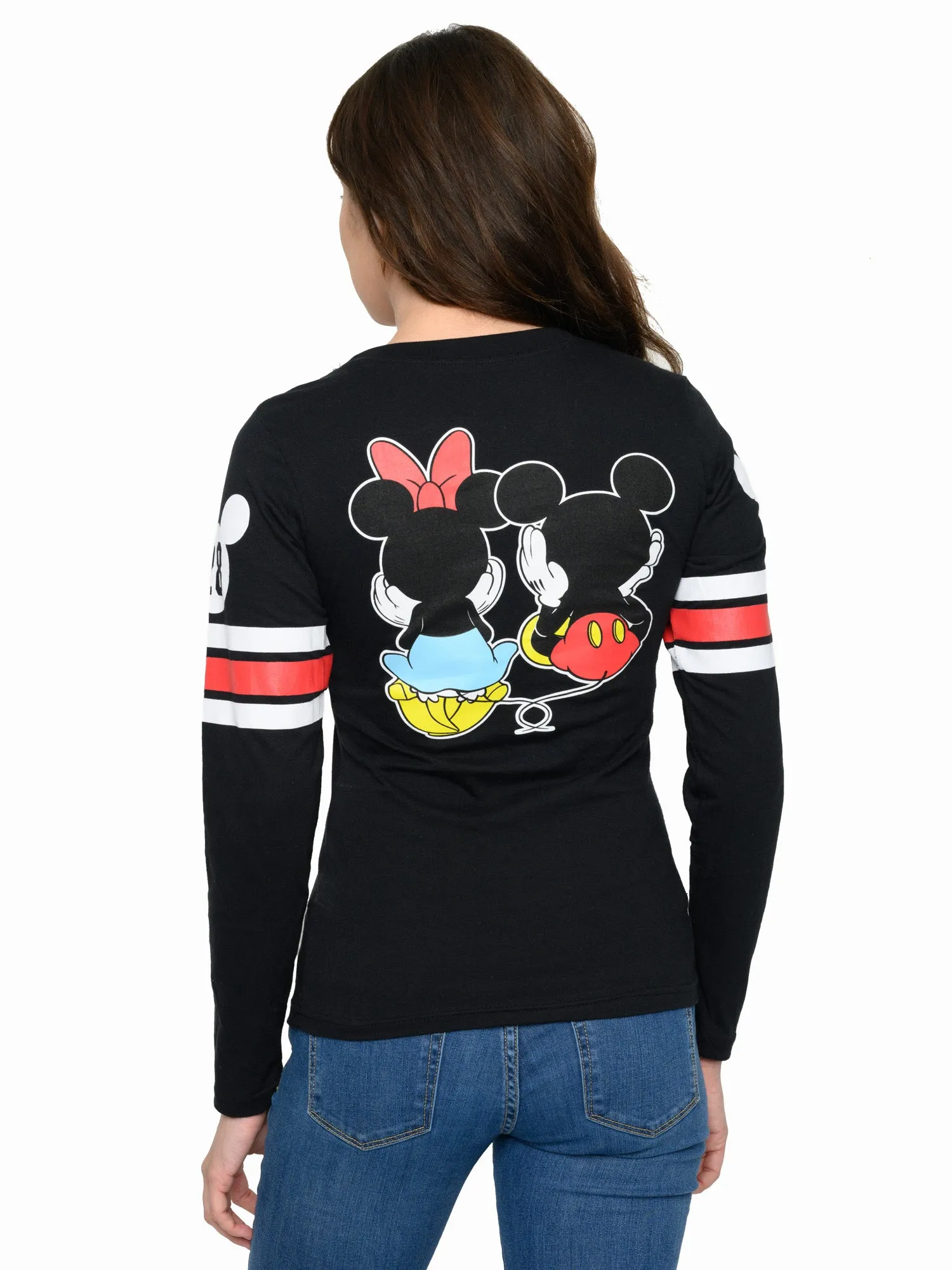 Mickey & Minnie Mouse T-Shirt Long Sleeve Slim Fit Juniors Disney (Size Medium)