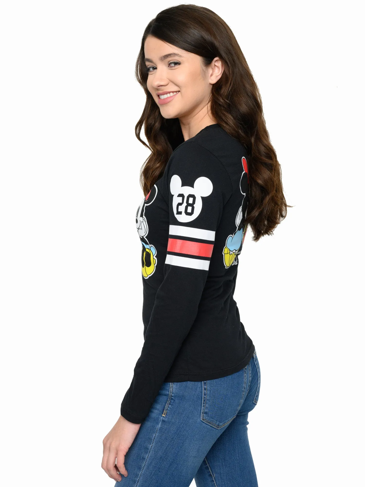 Mickey & Minnie Mouse T-Shirt Long Sleeve Slim Fit Juniors Disney (Size Medium)