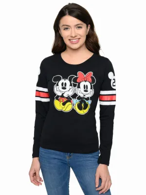 Mickey & Minnie Mouse T-Shirt Long Sleeve Slim Fit Juniors Disney (Size Medium)