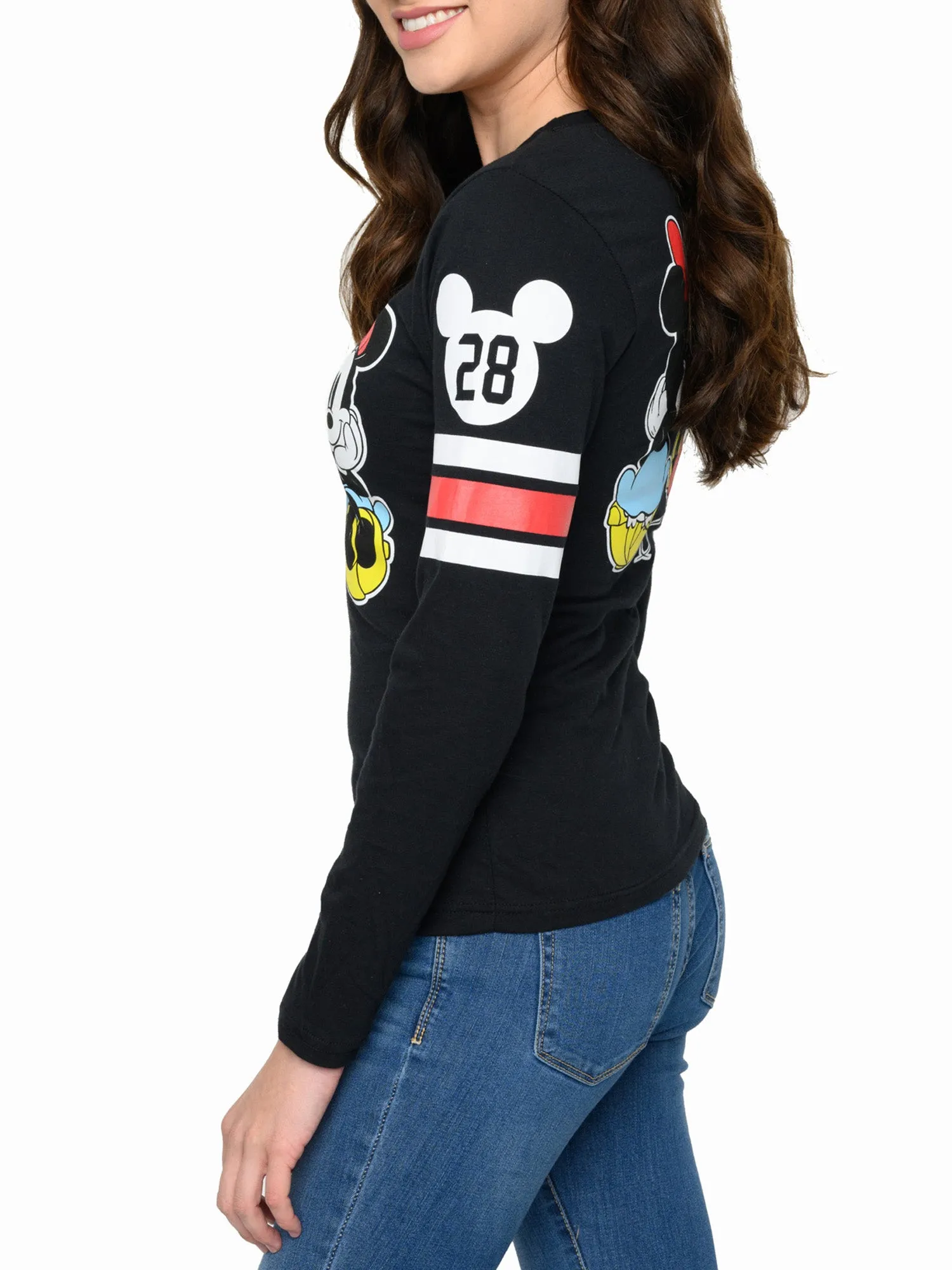 Mickey & Minnie Mouse T-Shirt Long Sleeve Slim Fit Juniors Disney (Size Medium)