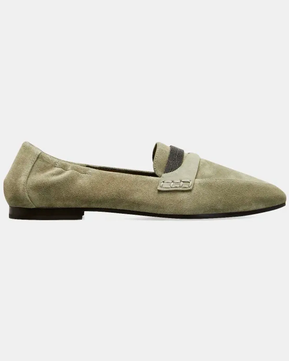 Military Monili Embellished Suede Flat